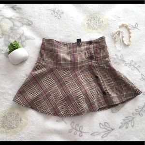 Girls Brown Plaid Skort